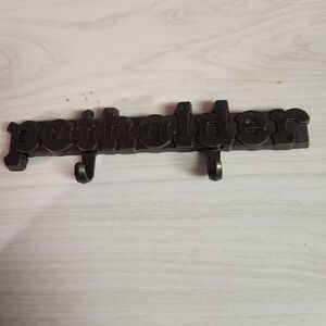 Vintage Black Cast Iron Potholder Magnet rack
